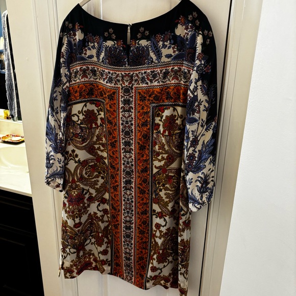 Anthropologie Maeve 100% Silk Paisley Dress Barcelona with Wide Sleeves size 8 - Picture 8 of 9